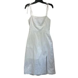 Abercrombie & Fitch White Linen Blend Midi Dress Cottagecore Coastal Chic Size 4
